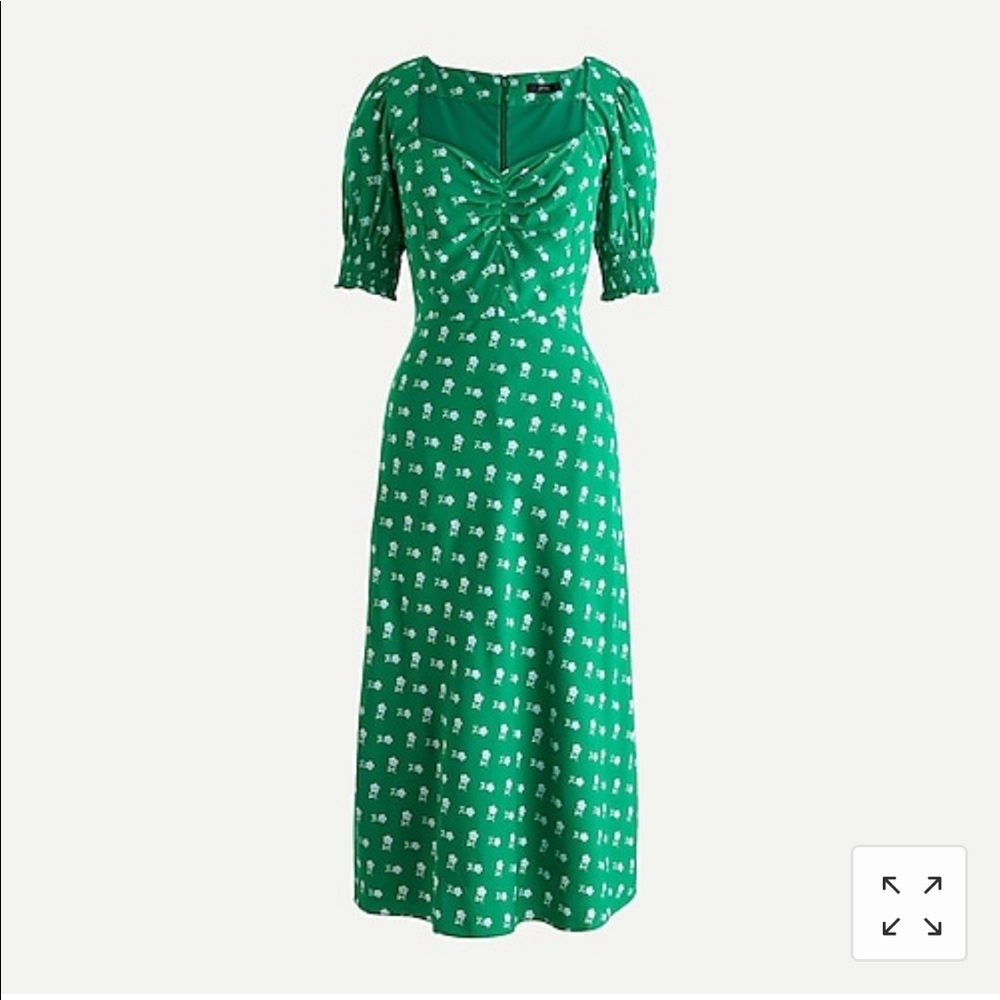 J. Crew Green Floral Midi Dress
